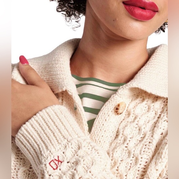 Frances Valentine Pima Cotton Button Front Long Sleeve Fisherman Cardigan Size L - Picture 3 of 11